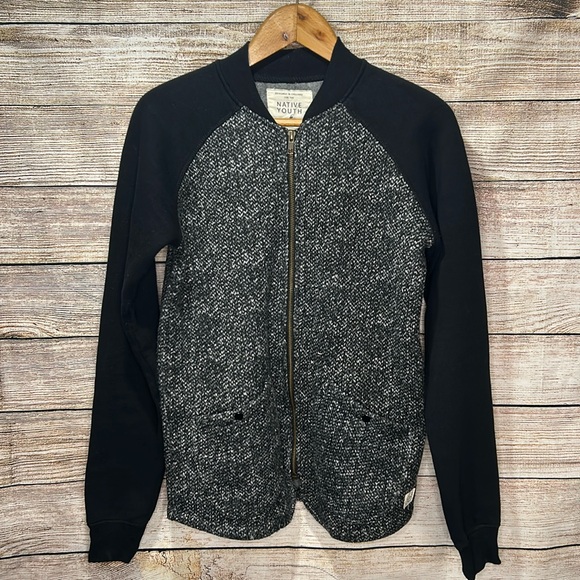Native Youth RETRO Knitted Jersey Bomber Jacket Men’s size Small - Picture 7 of 11